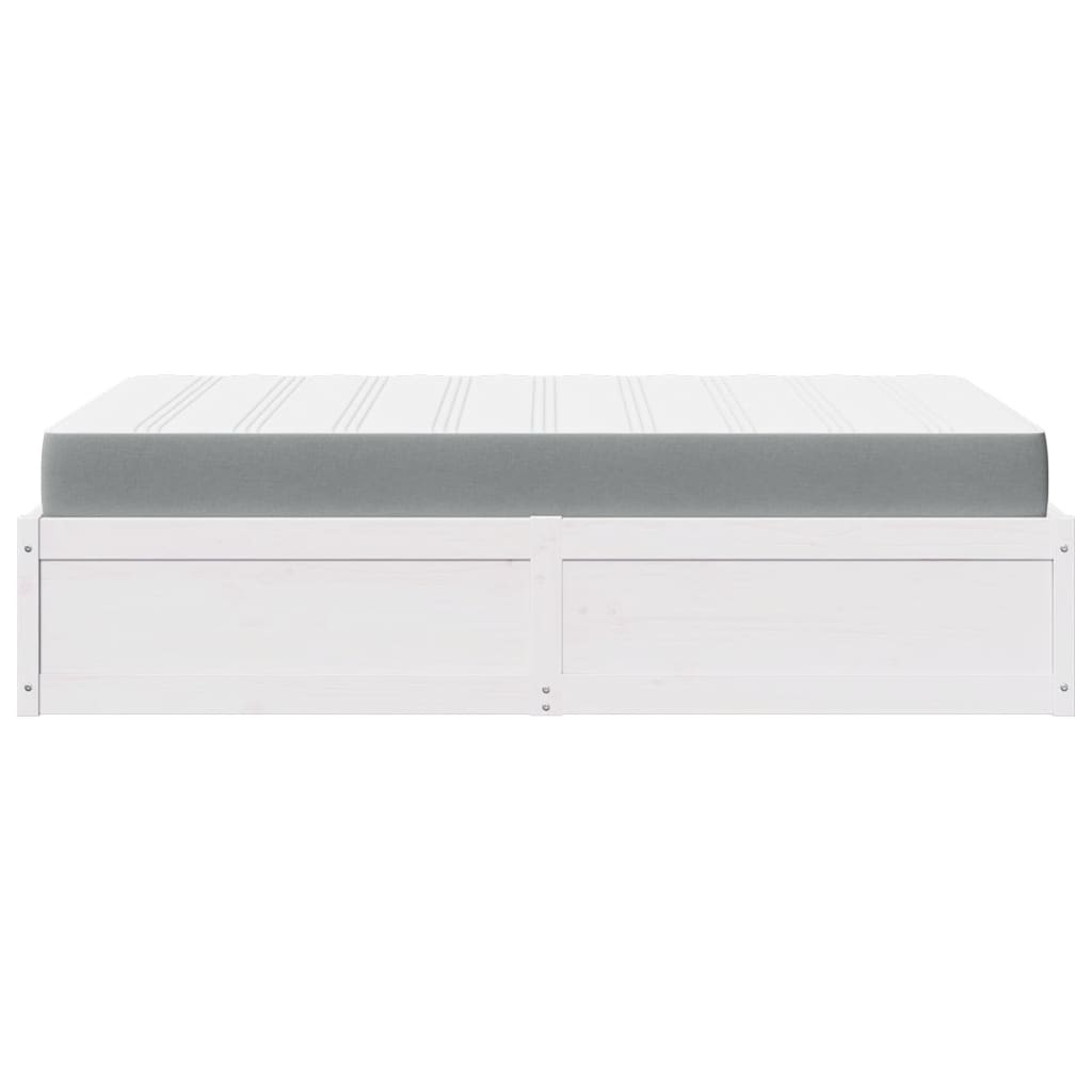 Lit avec matelas blanc 140x190 cm bois massif de pin - XIOS