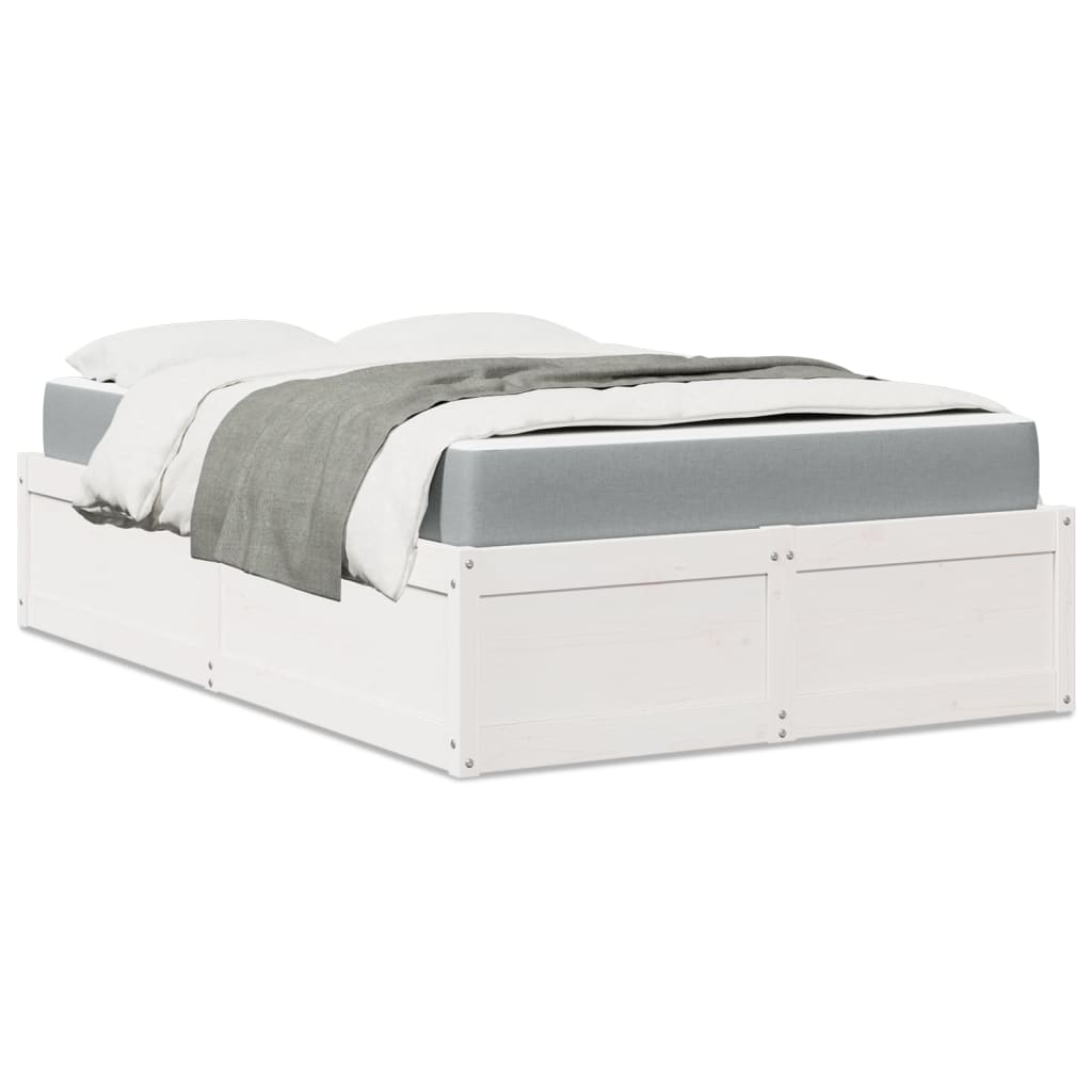 Lit avec matelas blanc 140x190 cm bois massif de pin - XIOS