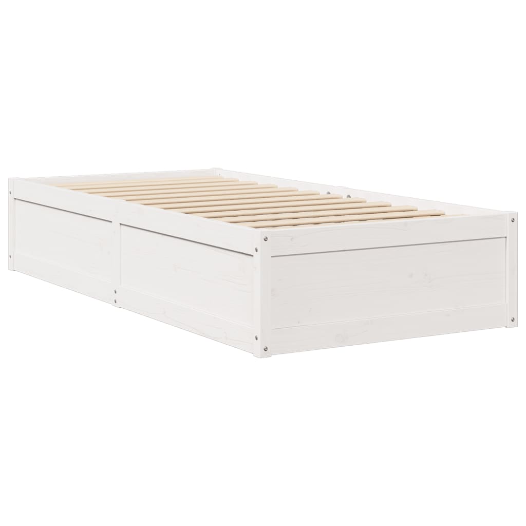 Lit avec matelas blanc 90x190 cm bois massif de pin - XIOS