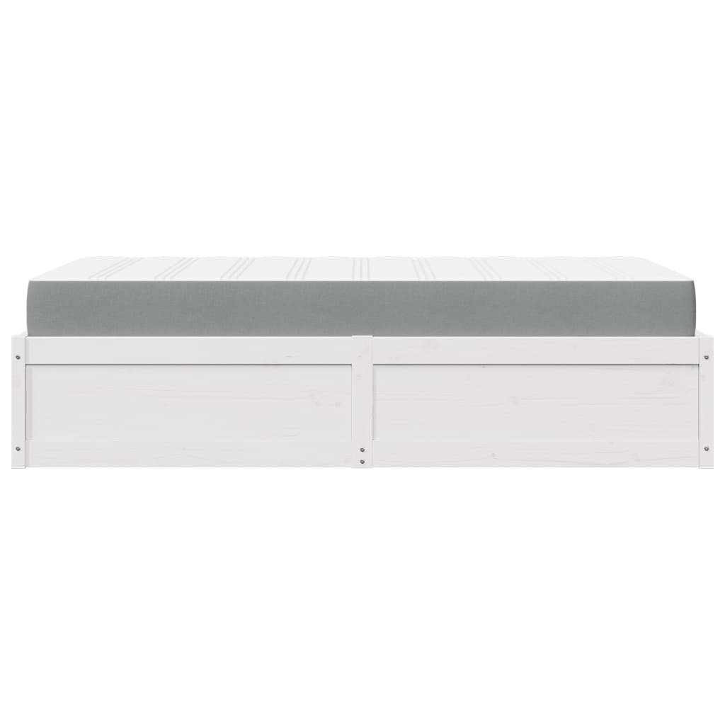 Lit avec matelas blanc 90x190 cm bois massif de pin - XIOS