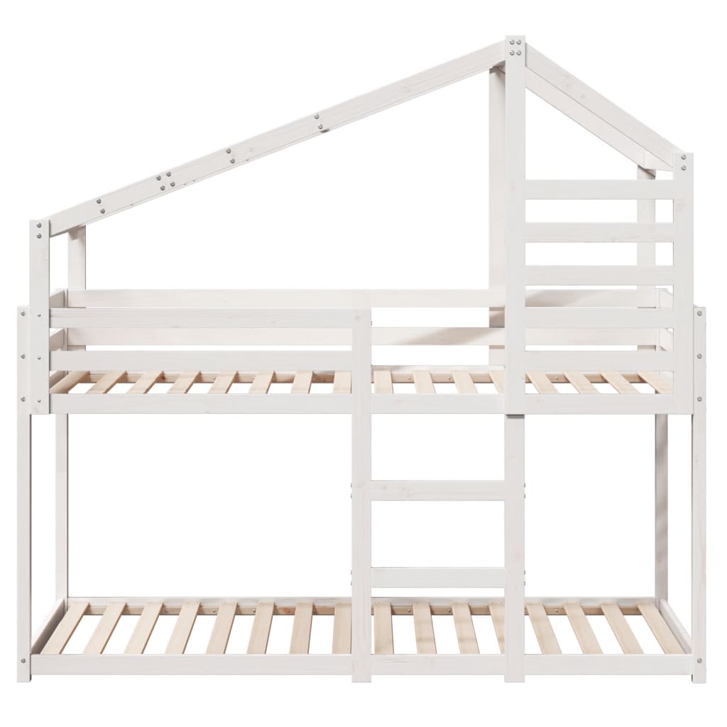 Lit superposé sans matelas blanc 80x200 cm bois de pin massif - XIOS
