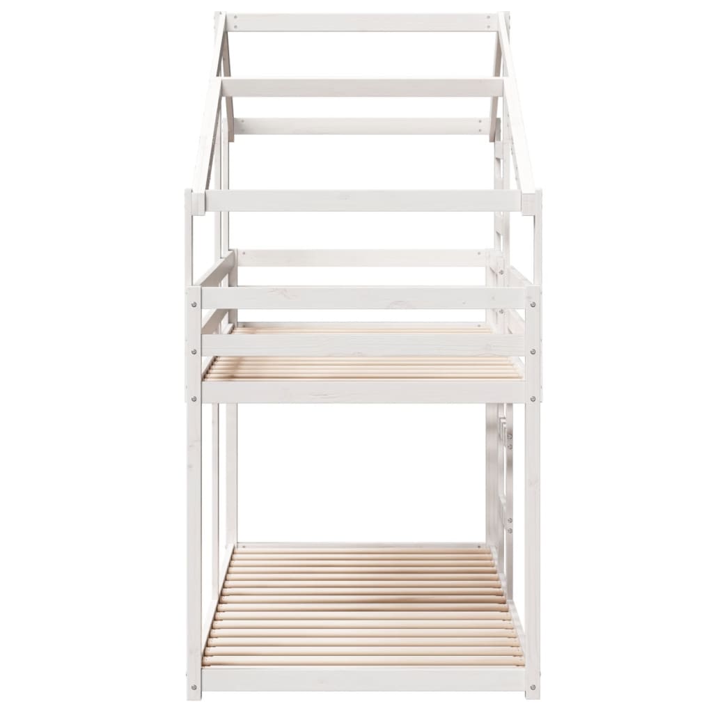 Lit superposé sans matelas blanc 80x200 cm bois de pin massif - XIOS