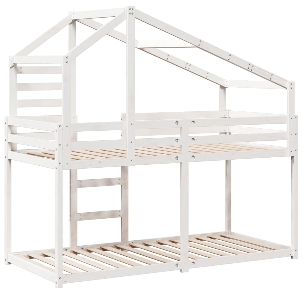 Lit superposé sans matelas blanc 80x200 cm bois de pin massif - XIOS