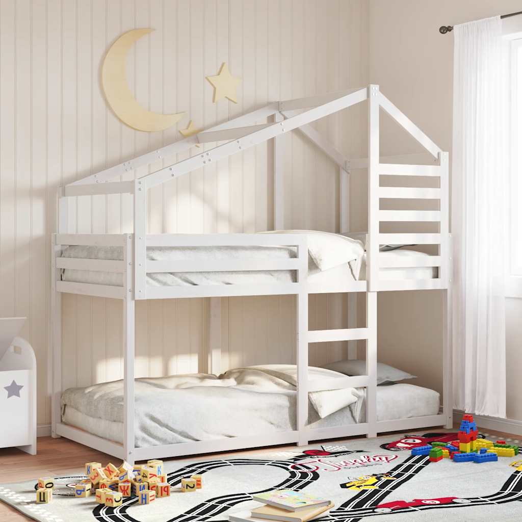 Lit superposé sans matelas blanc 80x200 cm bois de pin massif - XIOS
