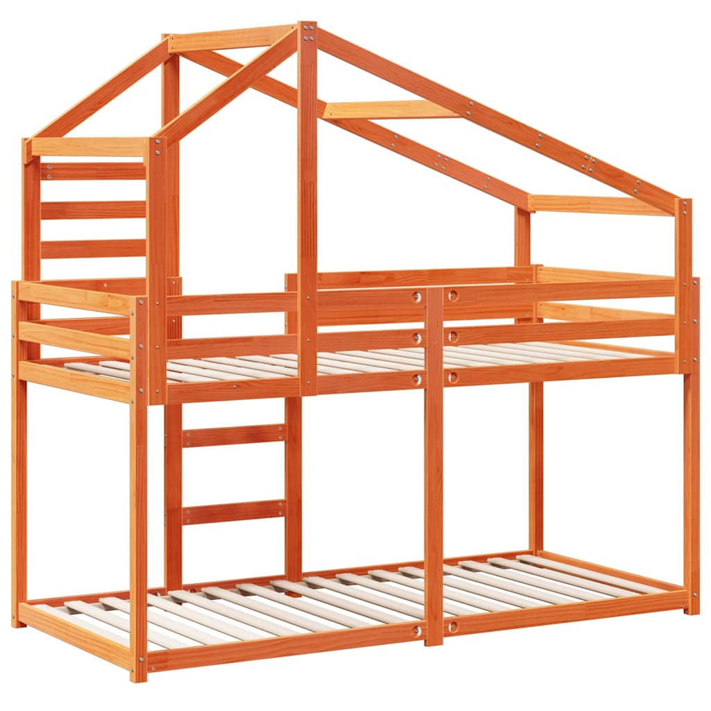 Lit superposé sans matelas cire marron 80x200 cm pin massif - XIOS