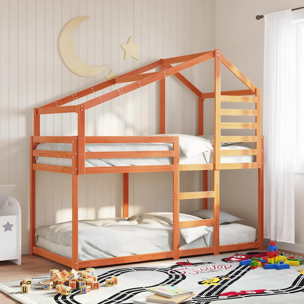 Lit superposé sans matelas cire marron 80x200 cm pin massif - XIOS