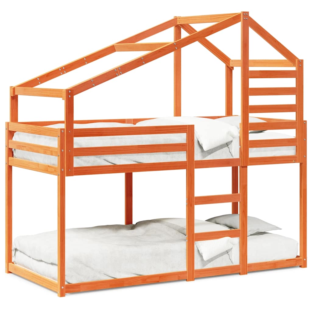 Lit superposé sans matelas cire marron 90x200 cm pin massif - XIOS