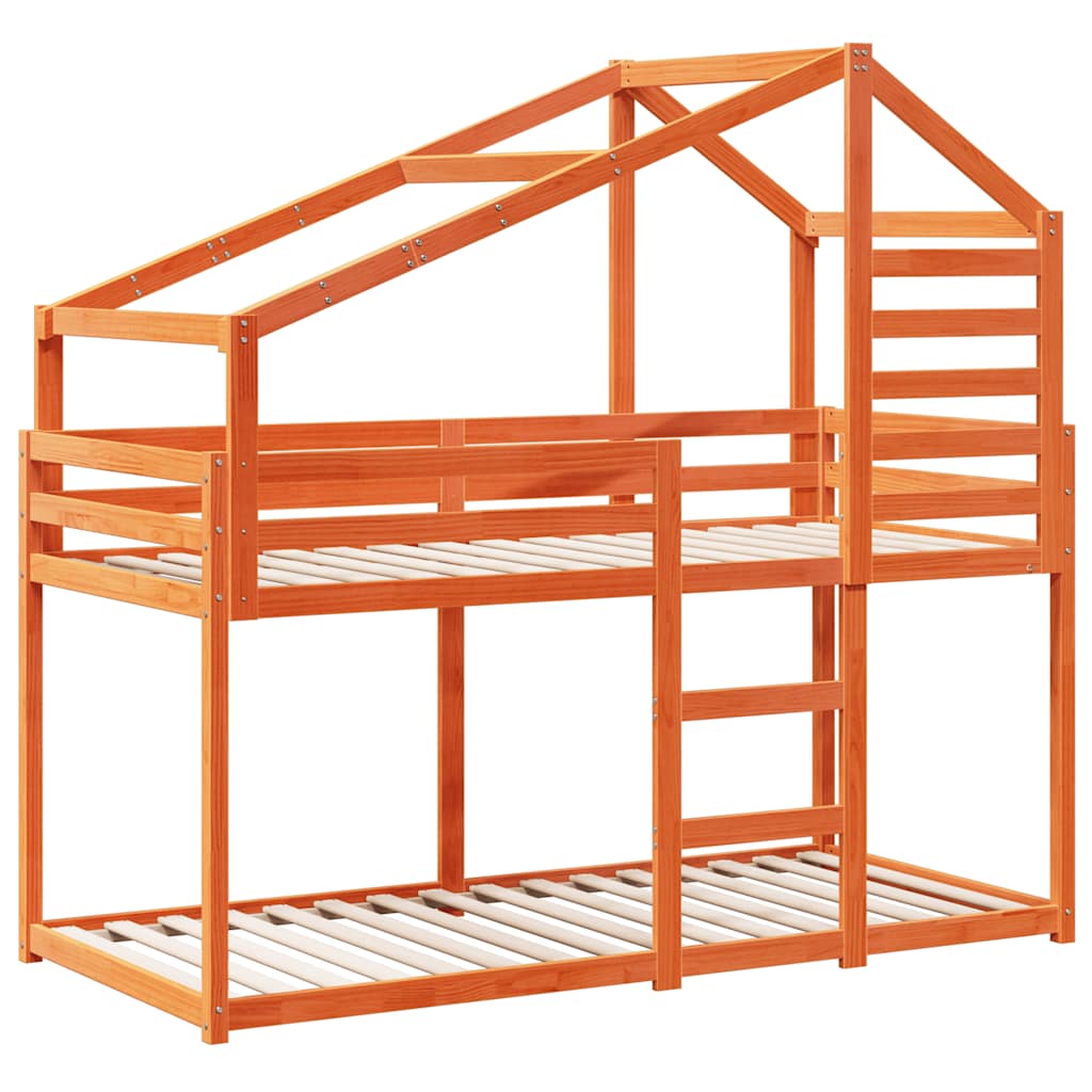 Lit superposé sans matelas cire marron 90x200 cm pin massif - XIOS