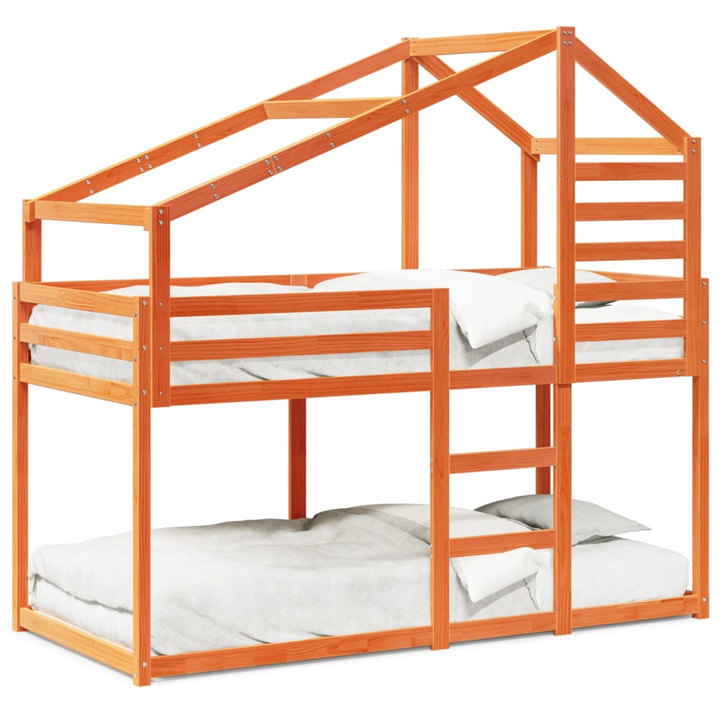 Lit superposé sans matelas cire marron 90x190 cm pin massif - XIOS