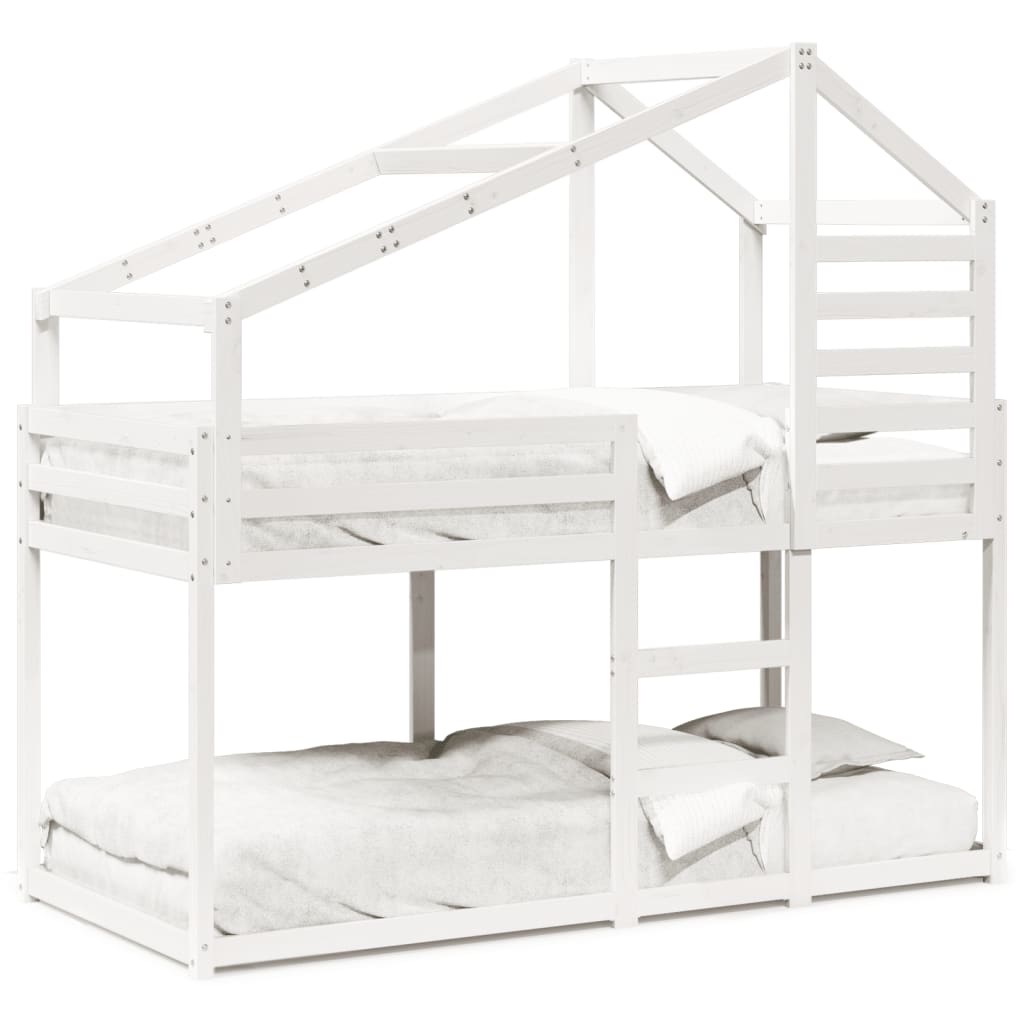 Lit superposé sans matelas blanc 90x190 cm bois de pin massif - XIOS