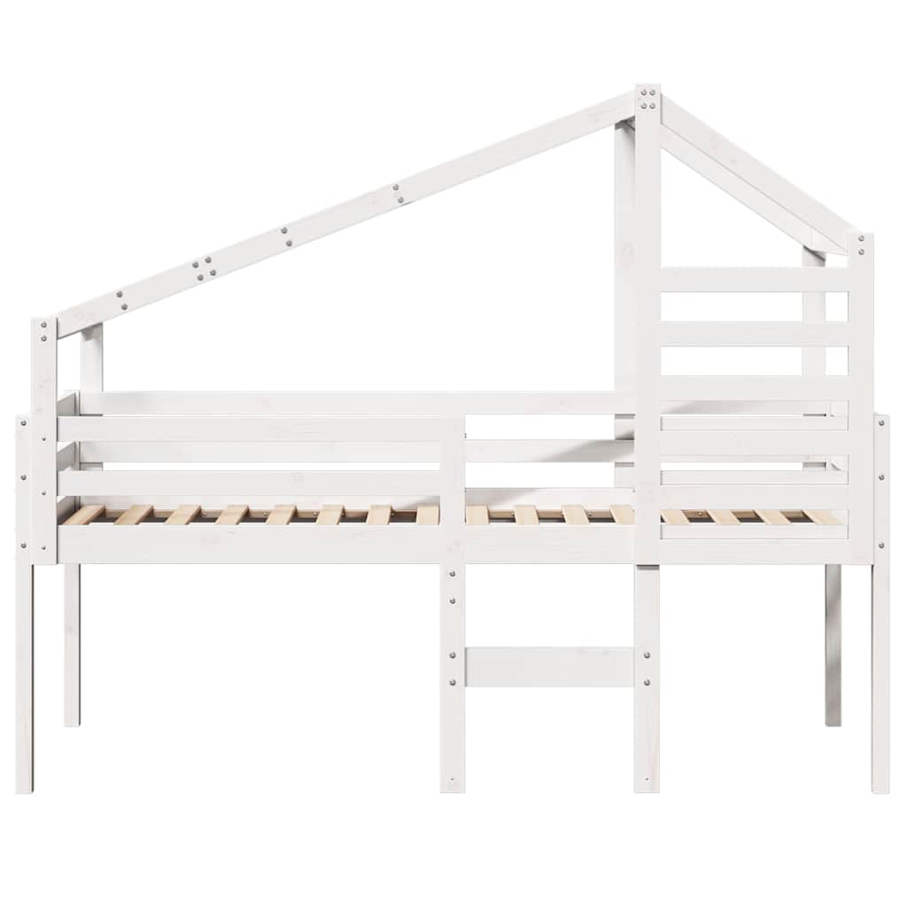 Lit haut sans matelas blanc 80x200 cm bois de pin massif - XIOS