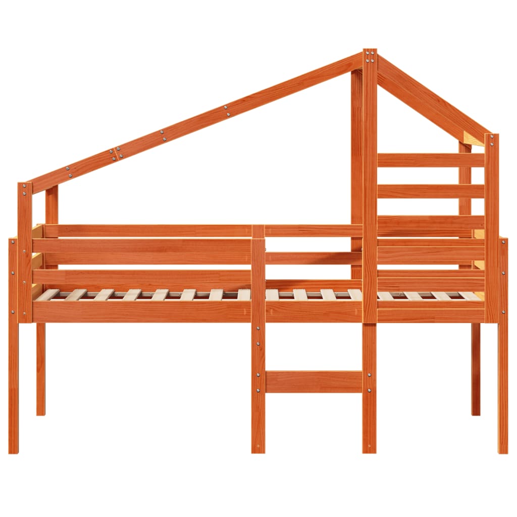 Lit haut sans matelas cire marron 80x200 cm bois de pin massif - XIOS