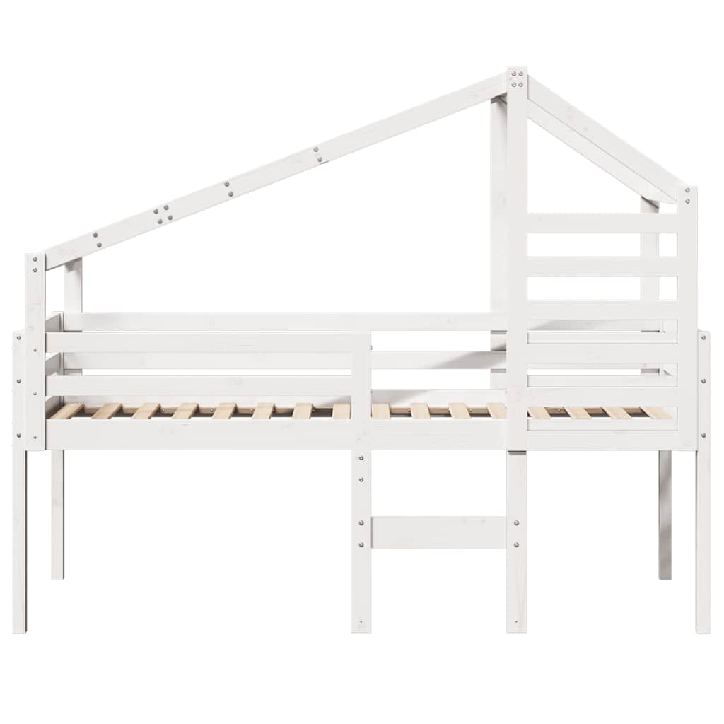 Lit haut sans matelas blanc 90x200 cm bois de pin massif - XIOS