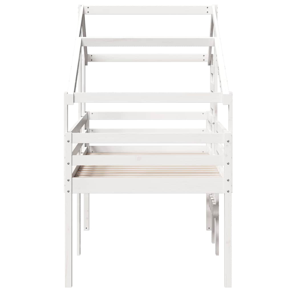 Lit haut sans matelas blanc 90x200 cm bois de pin massif - XIOS