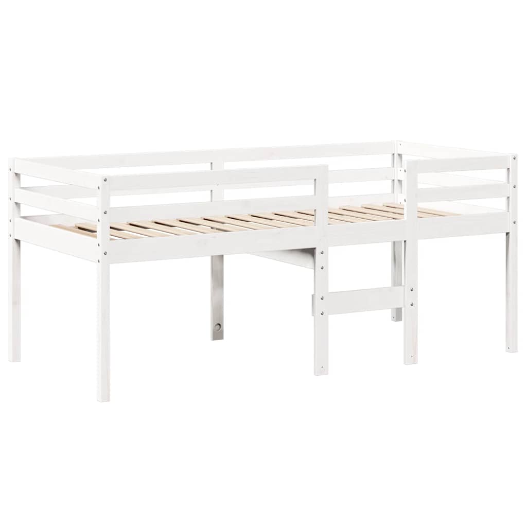 Lit haut sans matelas blanc 90x200 cm bois de pin massif - XIOS