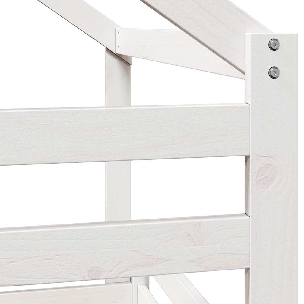 Lit haut sans matelas blanc 90x200 cm bois de pin massif - XIOS