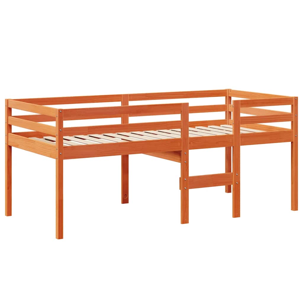 Lit haut sans matelas cire marron 90x200 cm bois de pin massif - XIOS