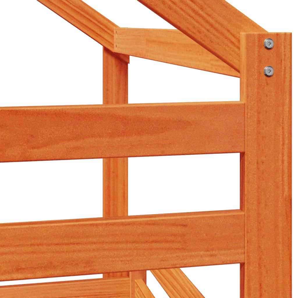 Lit haut sans matelas cire marron 90x200 cm bois de pin massif - XIOS