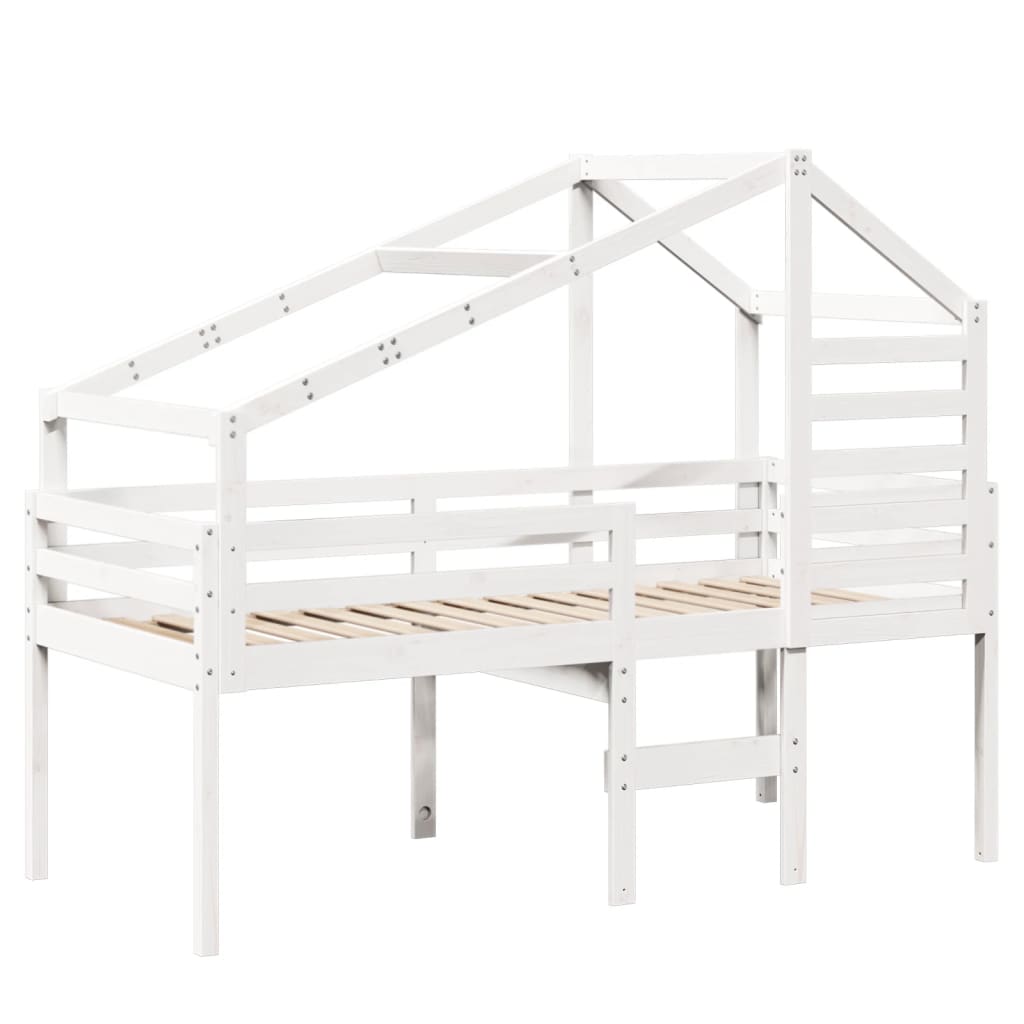 Lit haut sans matelas blanc 90x190 cm bois de pin massif - XIOS