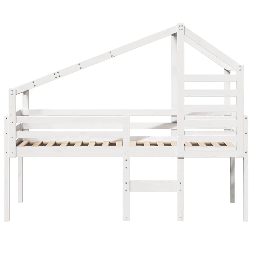 Lit haut sans matelas blanc 90x190 cm bois de pin massif - XIOS