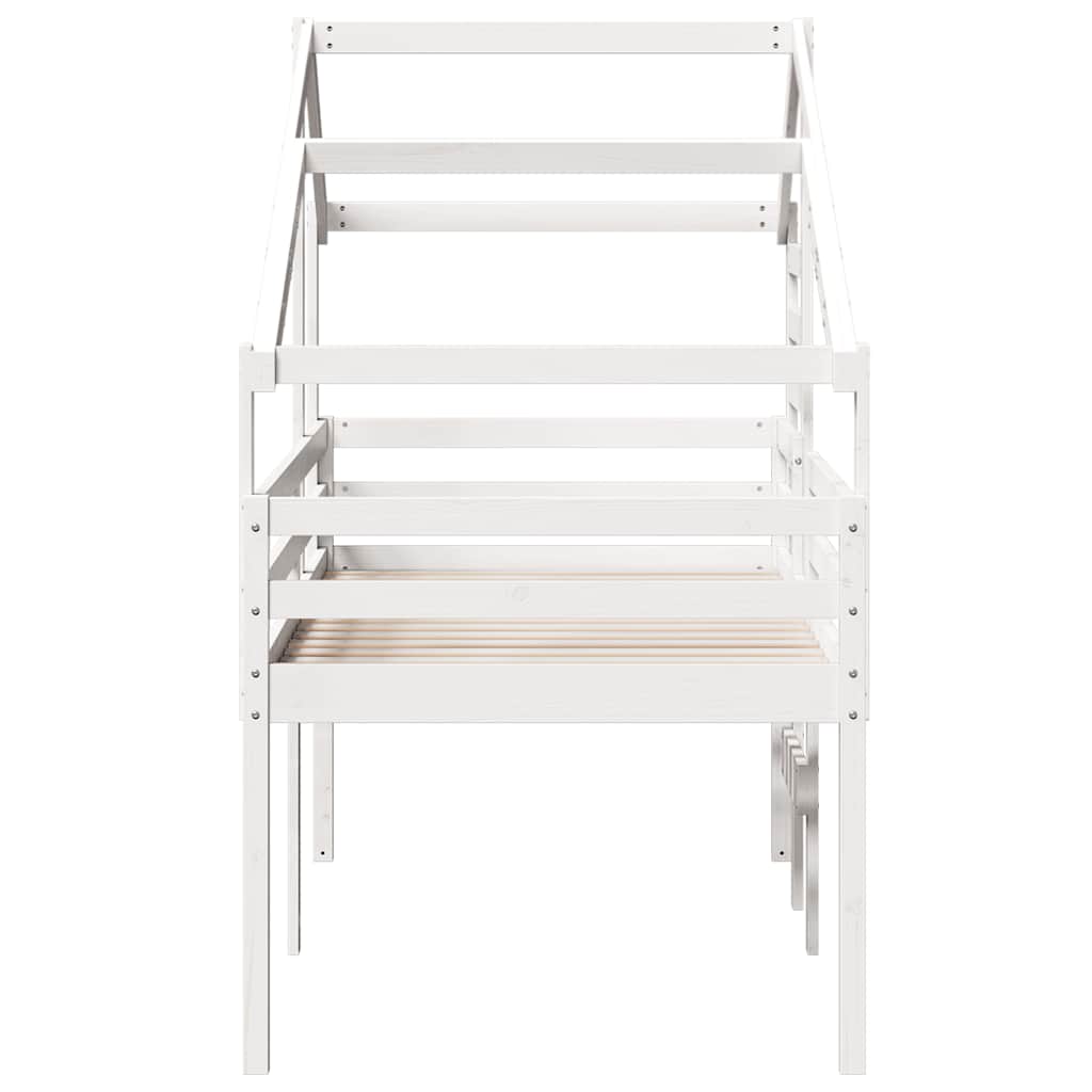 Lit haut sans matelas blanc 90x190 cm bois de pin massif - XIOS