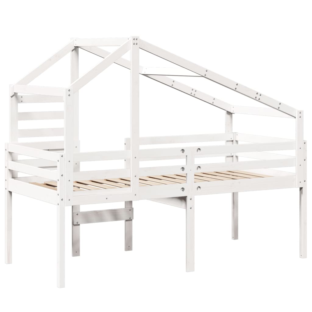 Lit haut sans matelas blanc 90x190 cm bois de pin massif - XIOS