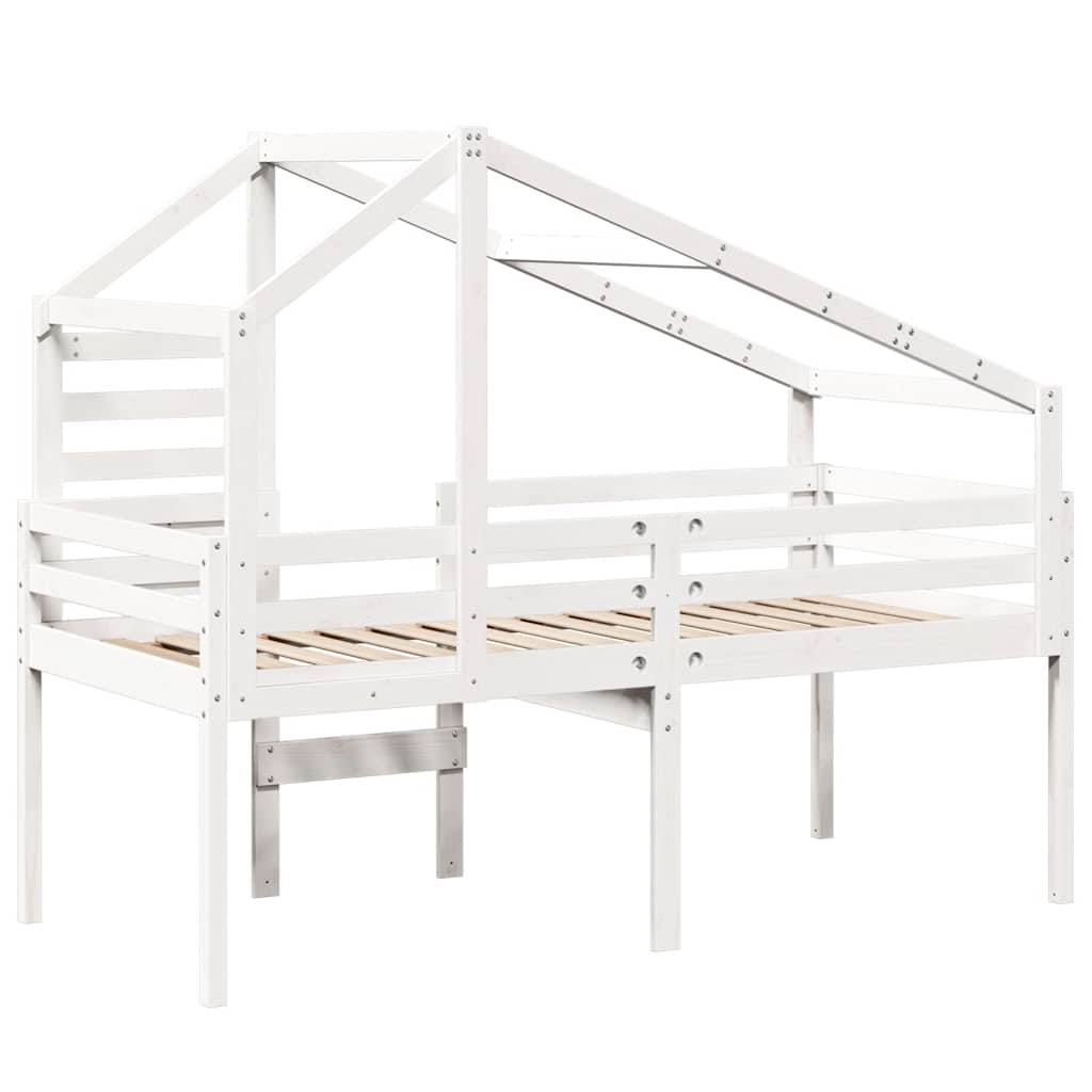 Lit haut sans matelas blanc 90x190 cm bois de pin massif - XIOS