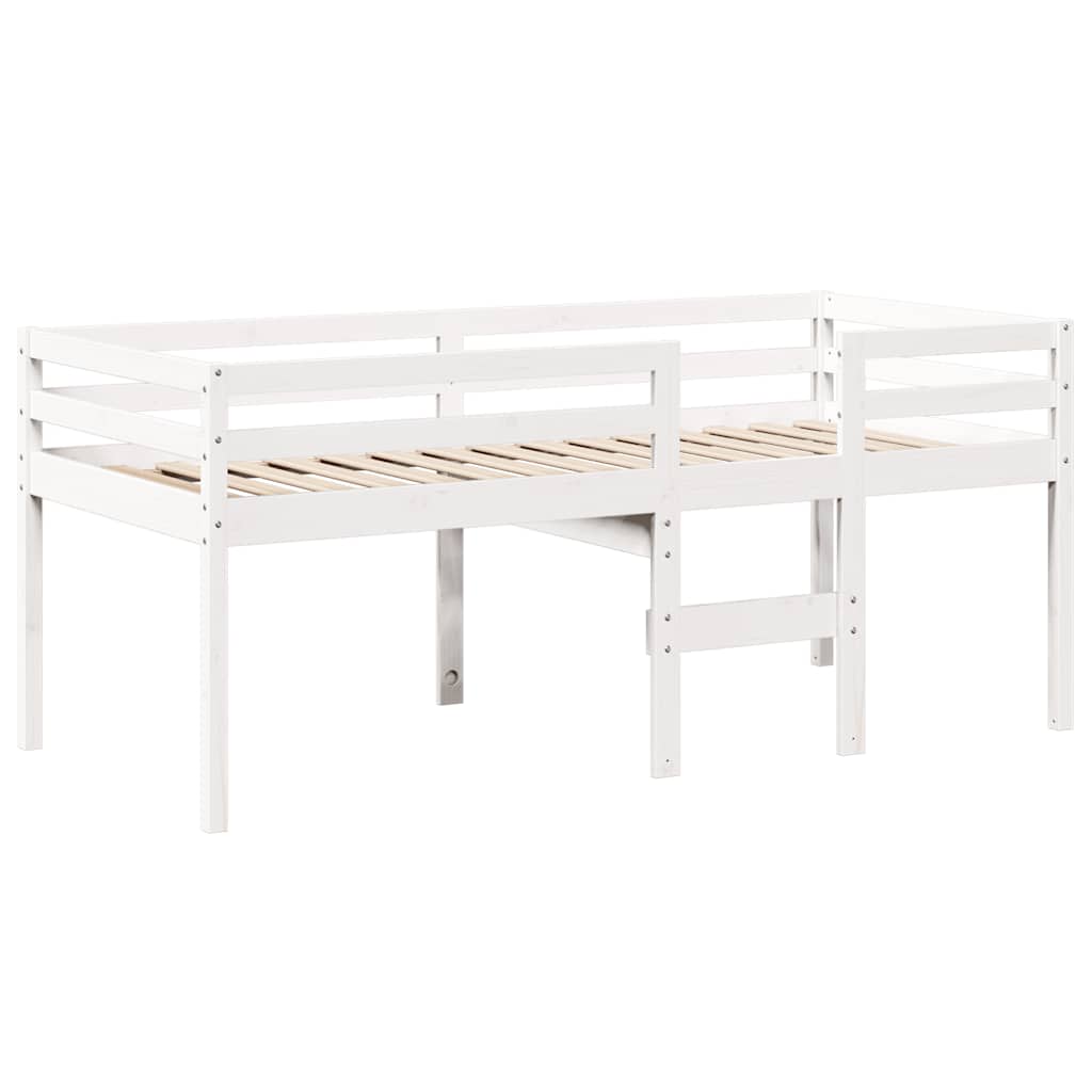 Lit haut sans matelas blanc 90x190 cm bois de pin massif - XIOS