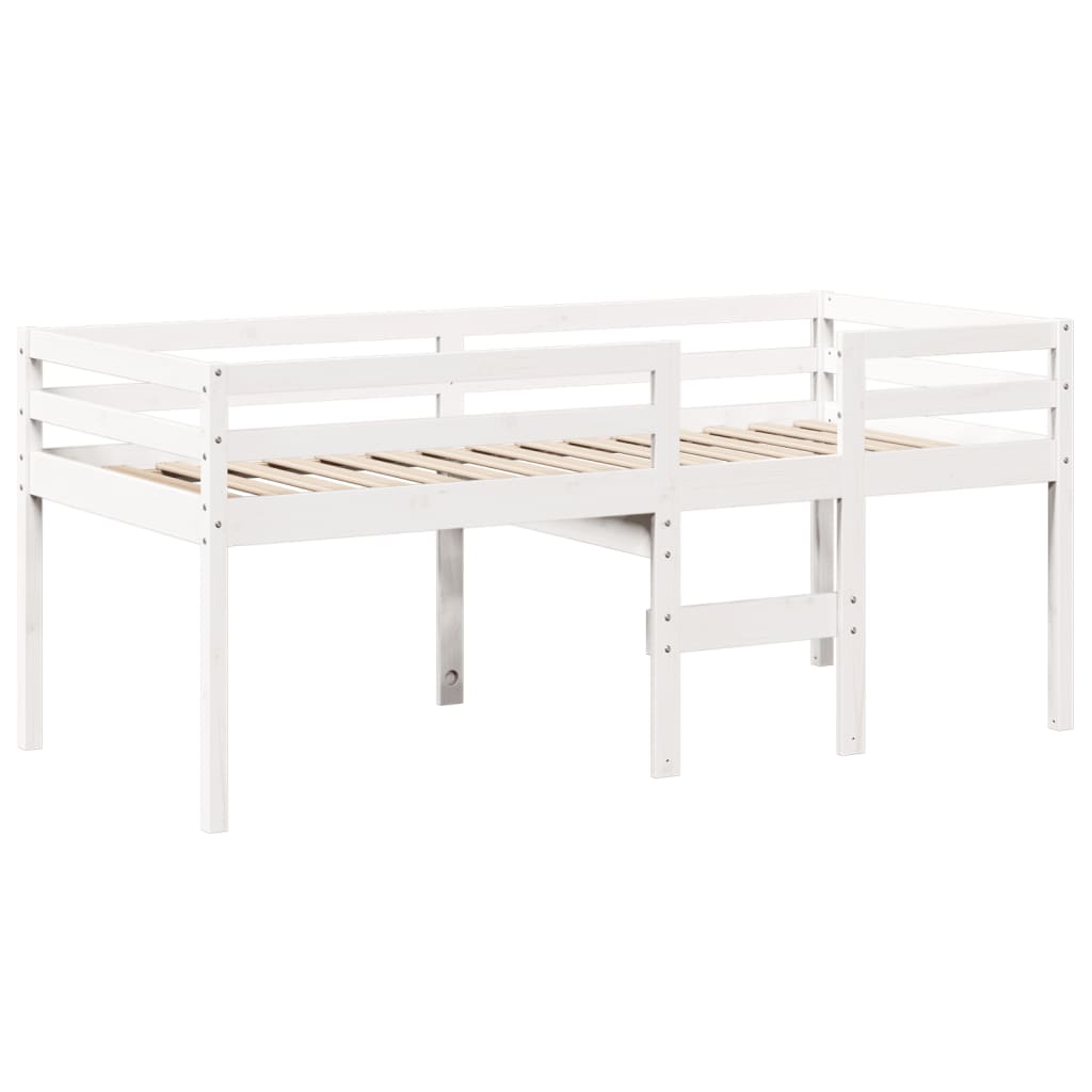Lit haut sans matelas blanc 90x190 cm bois de pin massif - XIOS