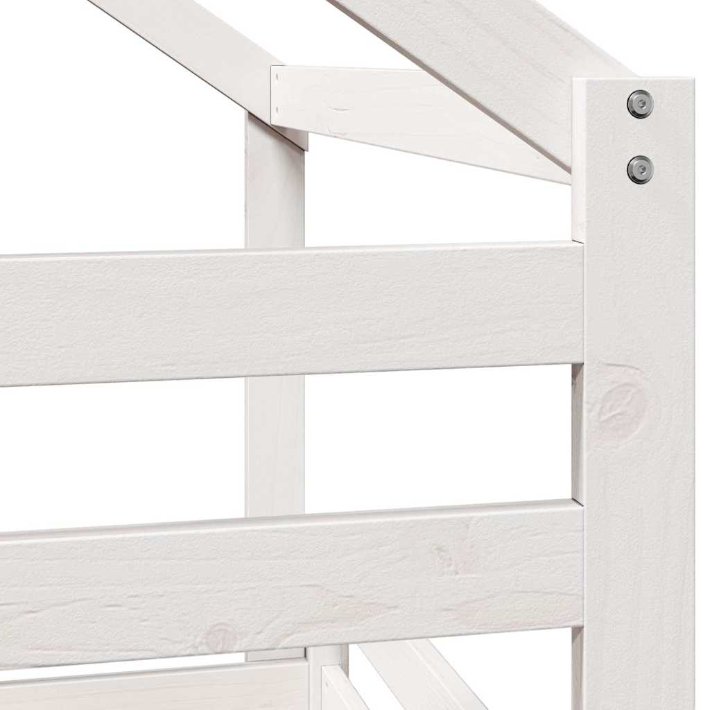 Lit haut sans matelas blanc 90x190 cm bois de pin massif - XIOS