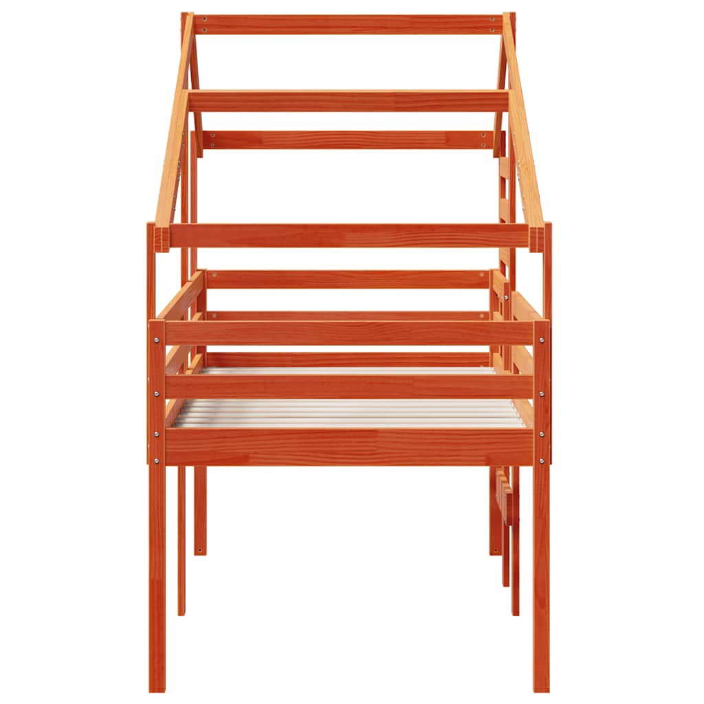 Lit haut sans matelas cire marron 90x190 cm bois de pin massif - XIOS