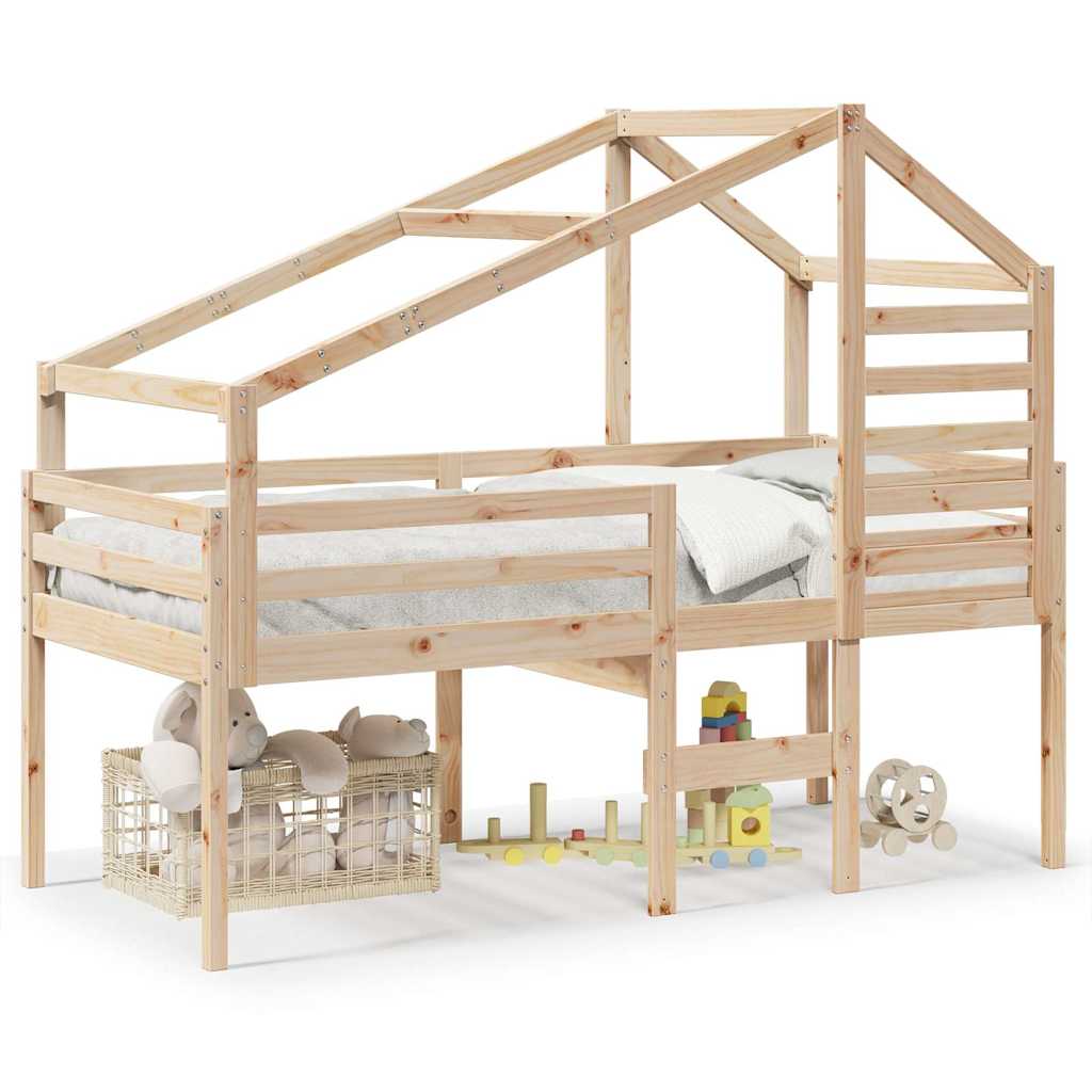 Lit haut sans matelas 75x190 cm bois de pin massif - XIOS