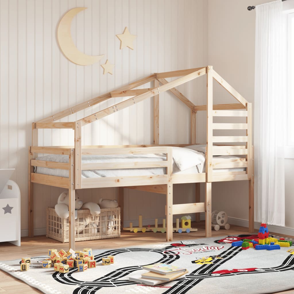 Lit haut sans matelas 75x190 cm bois de pin massif - XIOS