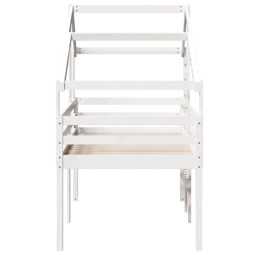 Lit haut sans matelas blanc 75x190 cm bois de pin massif - XIOS