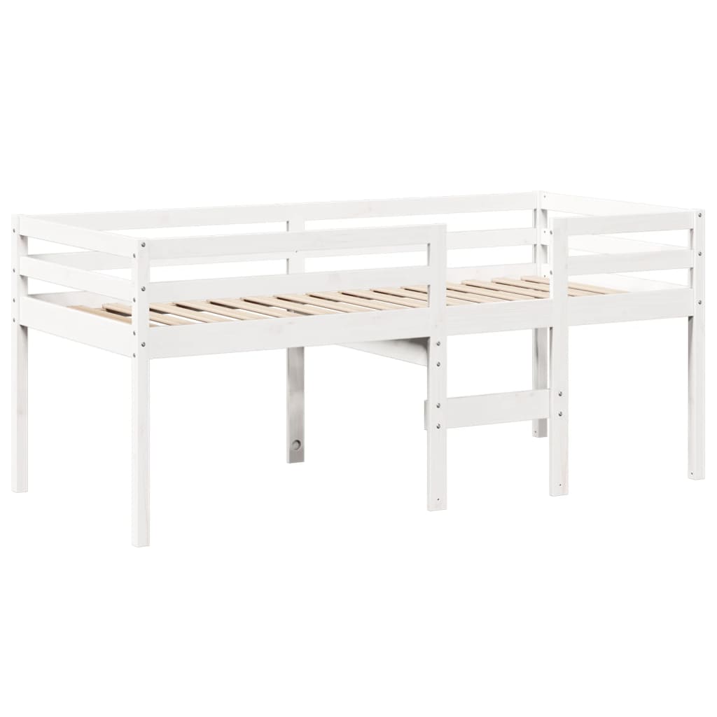 Lit haut sans matelas blanc 75x190 cm bois de pin massif - XIOS