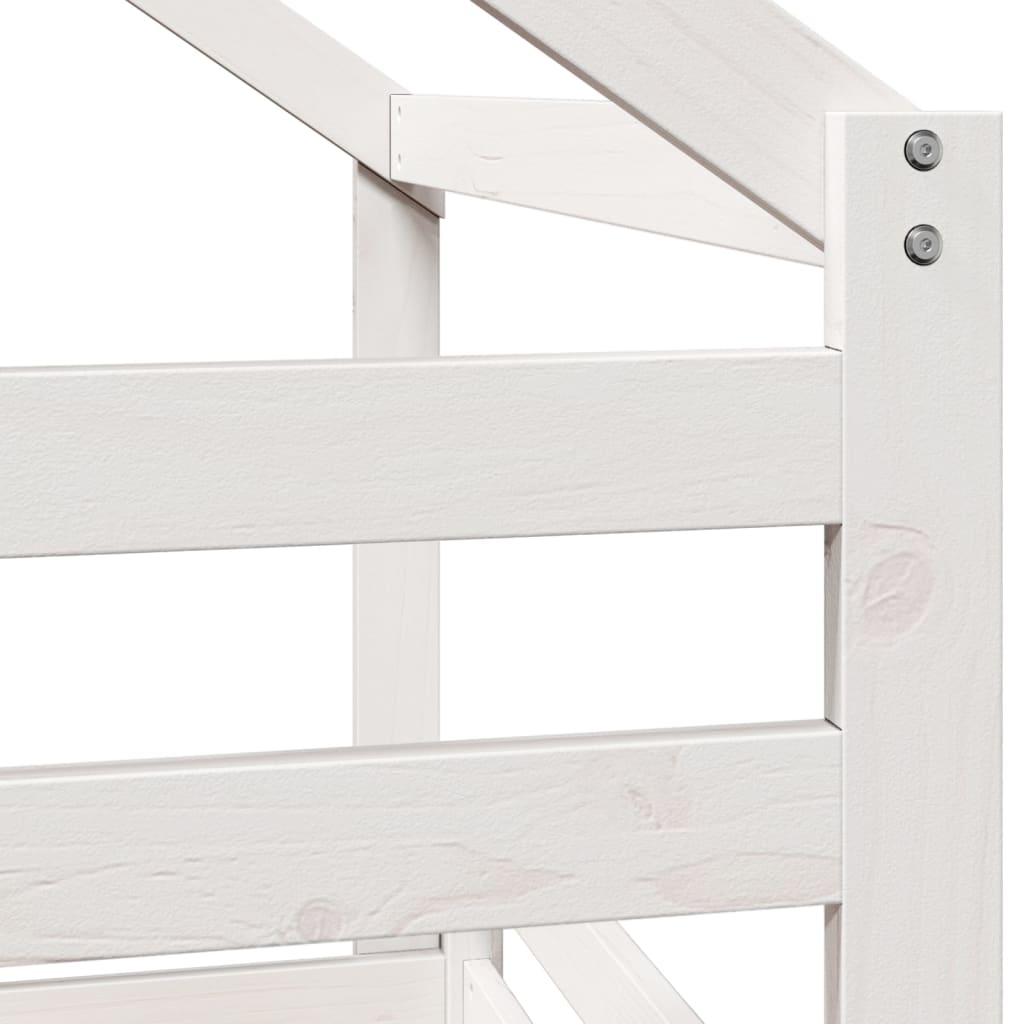 Lit haut sans matelas blanc 75x190 cm bois de pin massif - XIOS