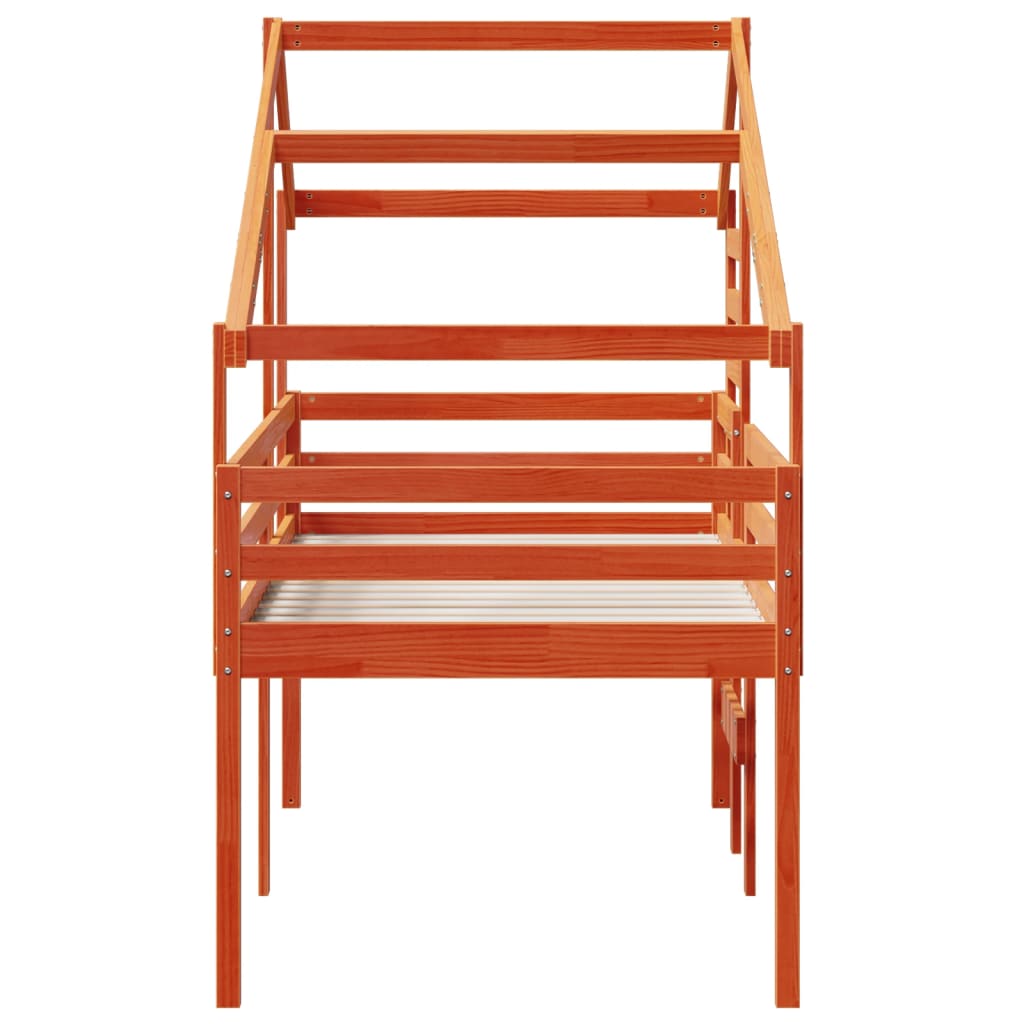 Lit haut sans matelas cire marron 75x190 cm bois de pin massif - XIOS