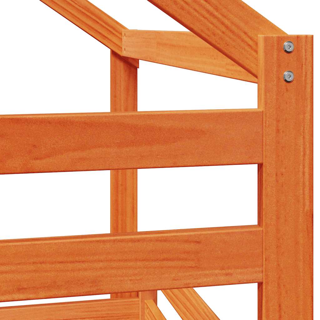 Lit haut sans matelas cire marron 75x190 cm bois de pin massif - XIOS