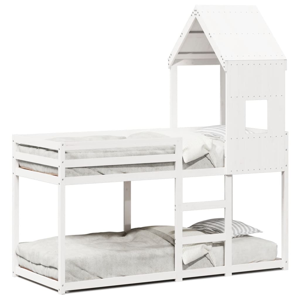 Lit superposé sans matelas blanc 80x200 cm bois de pin massif - XIOS