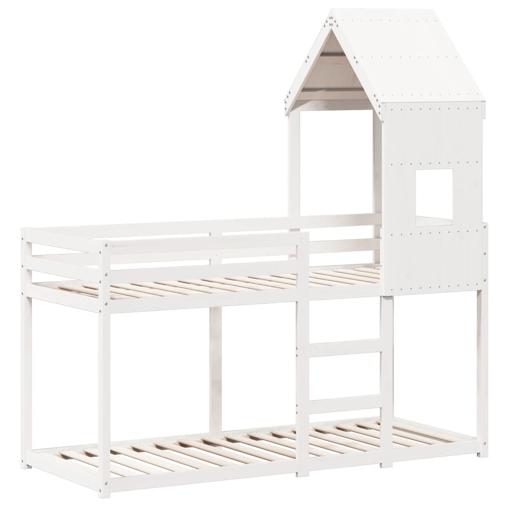Lit superposé sans matelas blanc 80x200 cm bois de pin massif - XIOS