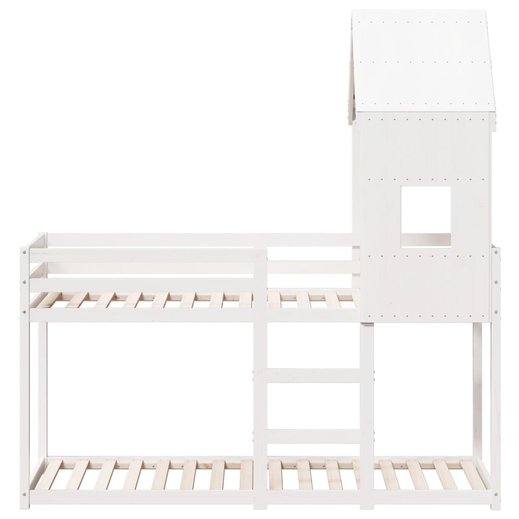 Lit superposé sans matelas blanc 80x200 cm bois de pin massif - XIOS