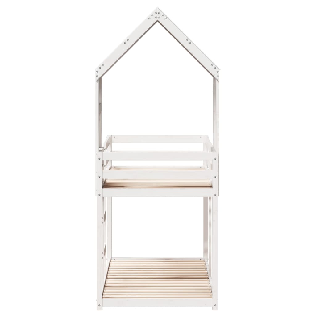 Lit superposé sans matelas blanc 80x200 cm bois de pin massif - XIOS