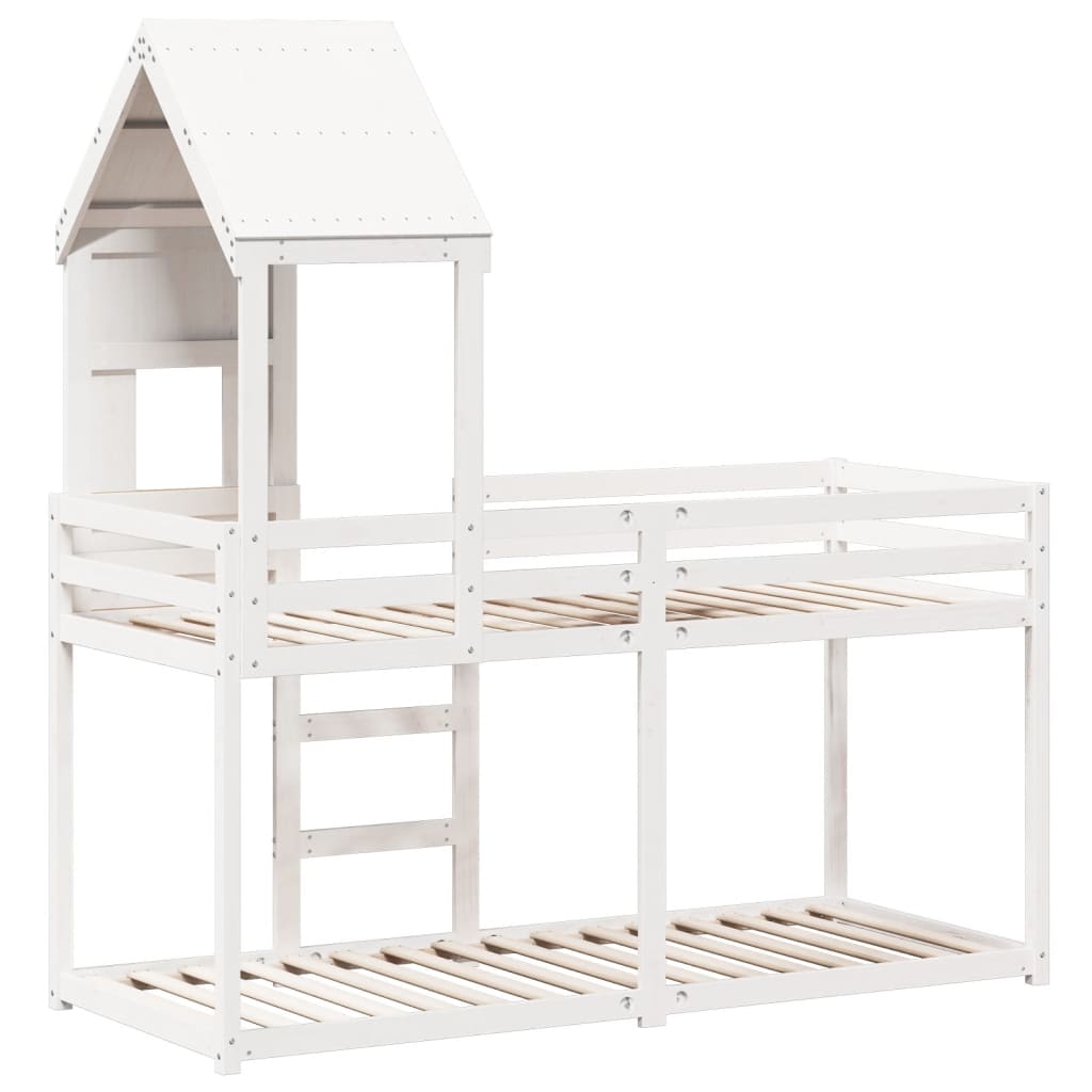 Lit superposé sans matelas blanc 80x200 cm bois de pin massif - XIOS