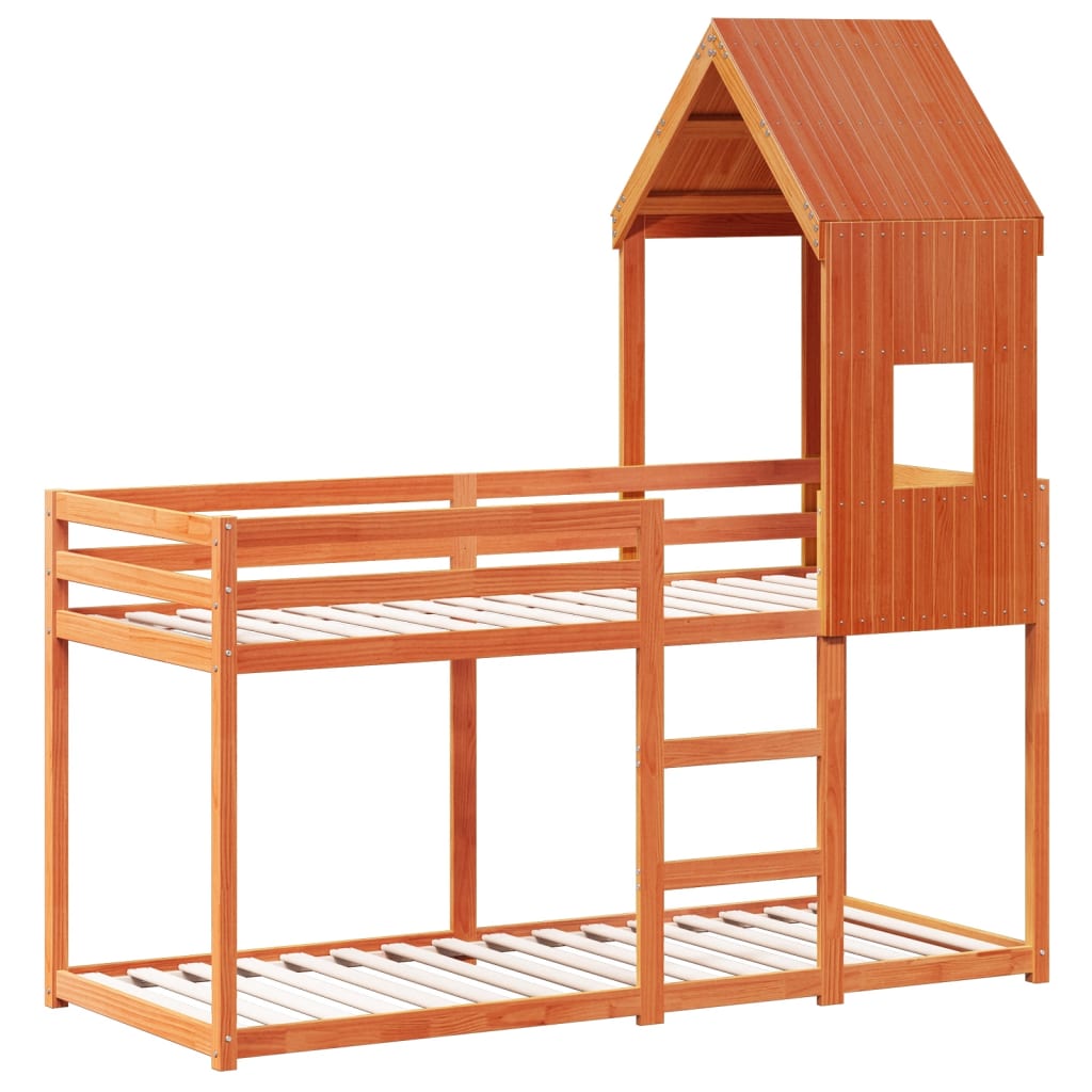 Lit superposé sans matelas cire marron 90x200 cm pin massif - XIOS