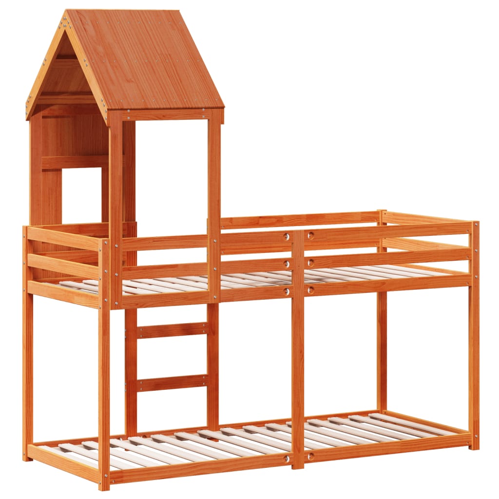 Lit superposé sans matelas cire marron 90x200 cm pin massif - XIOS