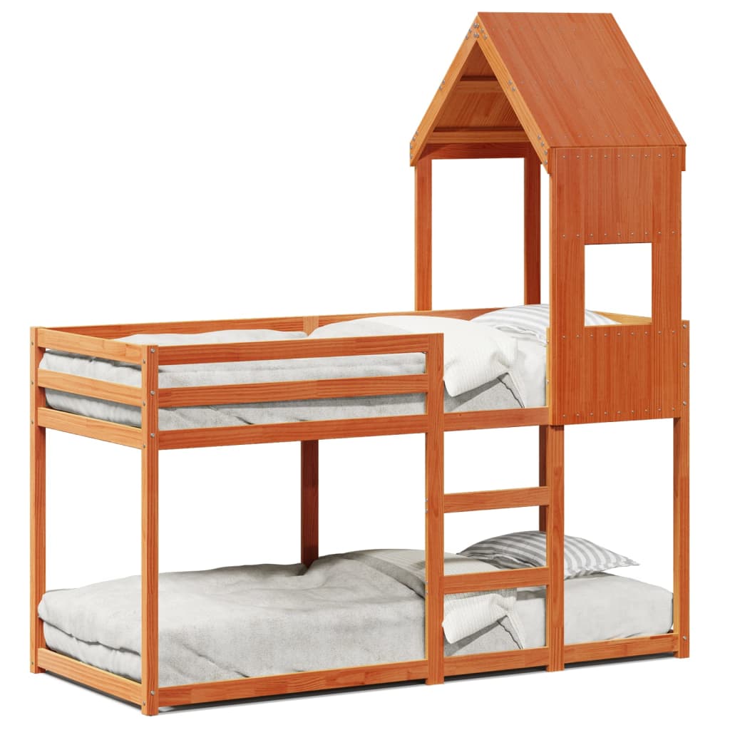 Lit superposé sans matelas cire marron 90x190 cm pin massif - XIOS