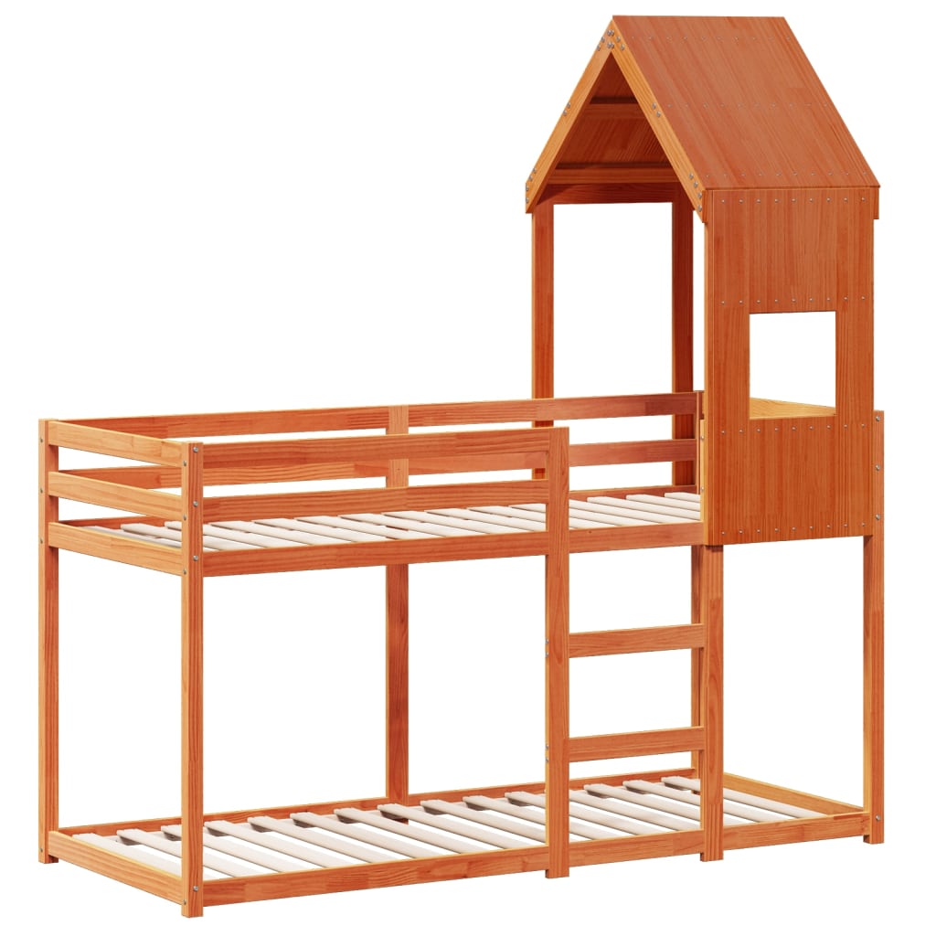Lit superposé sans matelas cire marron 90x190 cm pin massif - XIOS