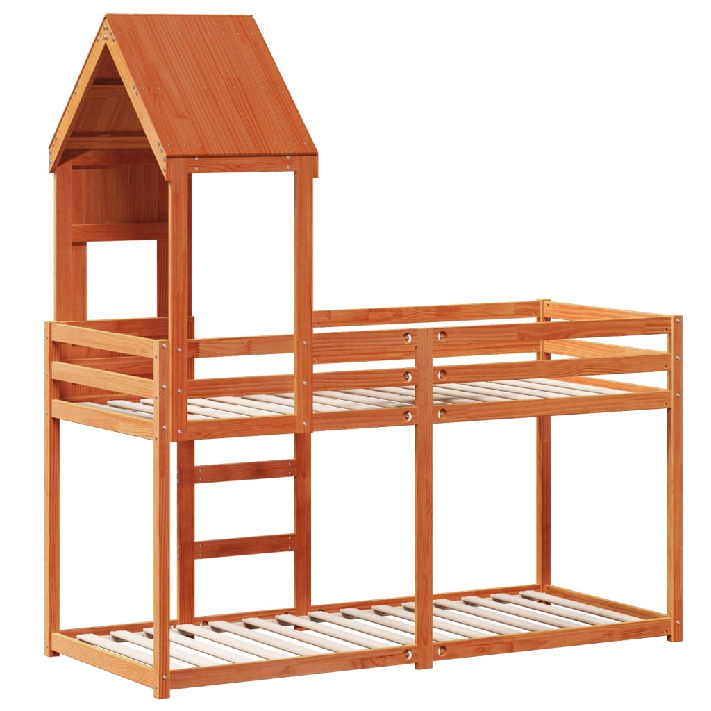 Lit superposé sans matelas cire marron 90x190 cm pin massif - XIOS
