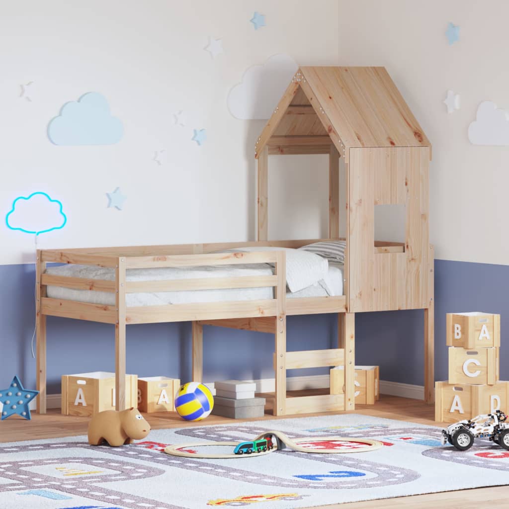 Lit haut sans matelas 80x200 cm bois de pin massif - XIOS