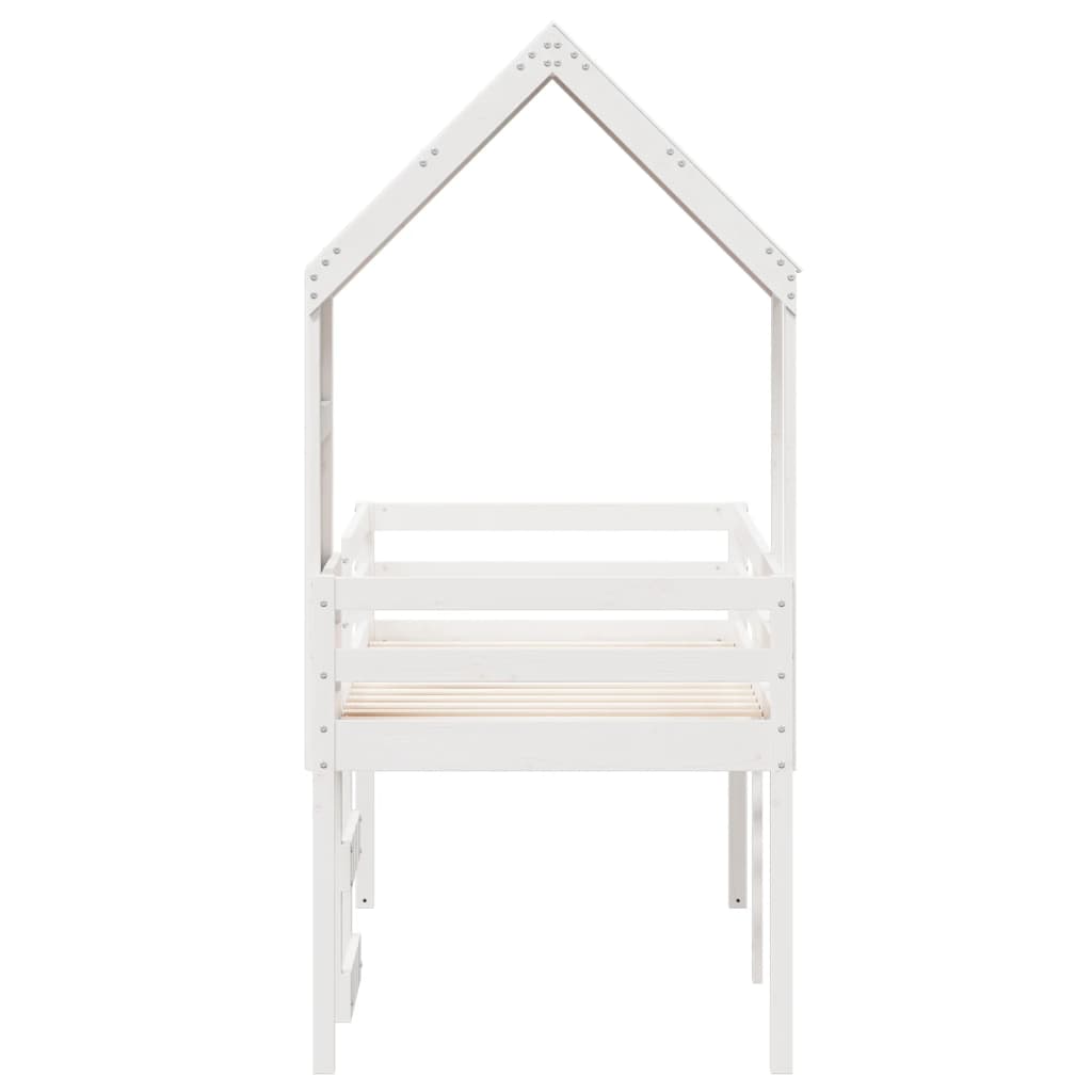 Lit haut sans matelas blanc 80x200 cm bois de pin massif - XIOS